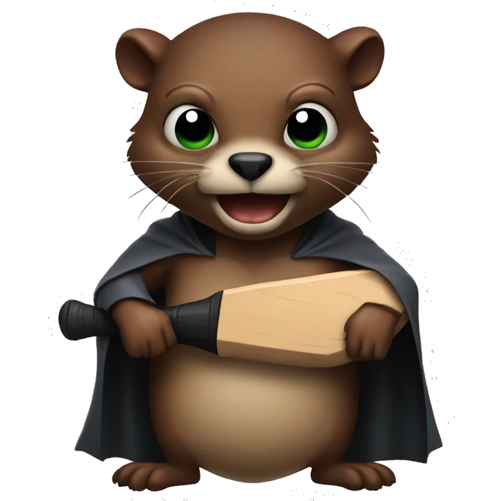 An evil beaver with a bat in his hands emoji