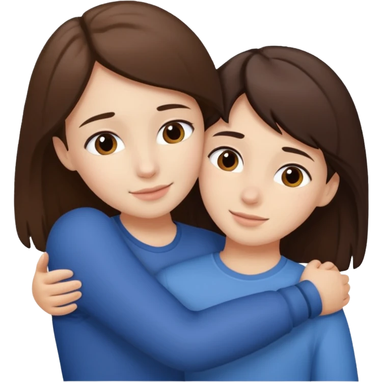 fair skinned girl hugs fair skinned guy, both brunettes emoji