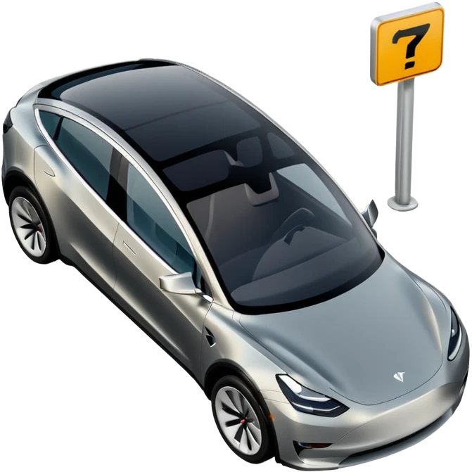 A Tesla Model Y parallel parking in front of a store, from above emoji