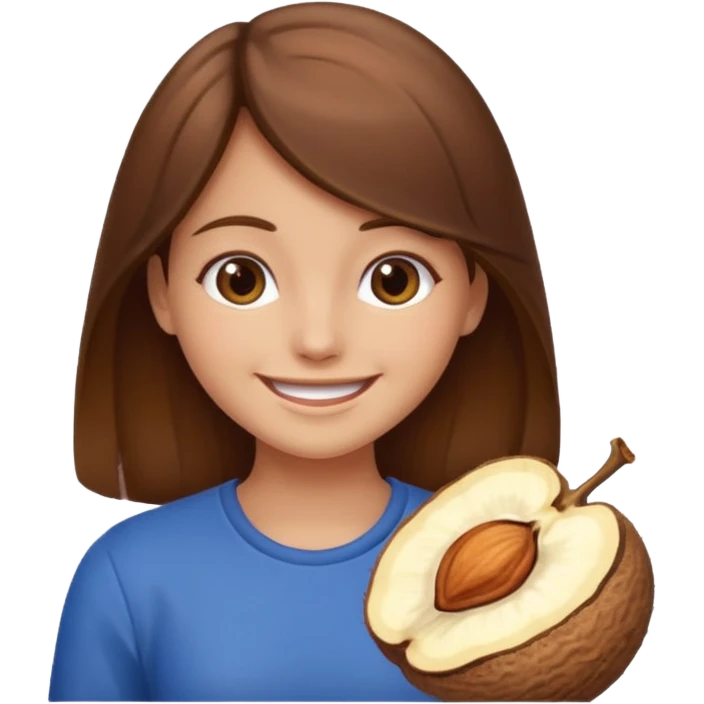 brown haired girl on a cheatnut hporse smiling' emoji