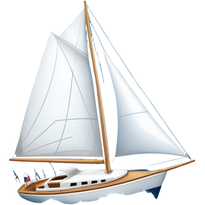 An icon featuring a sleek sailboat with billowing sails cutting through the waves. The design includes the boat's mast, a wind-filled sail, and water splashes, symbolizing the thrill and skill of sailing. Transparent background highlights the elegance and power of wind-driven sports. emoji