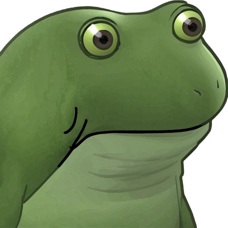 A detailed, green Bufo frog meme-style flower emoji