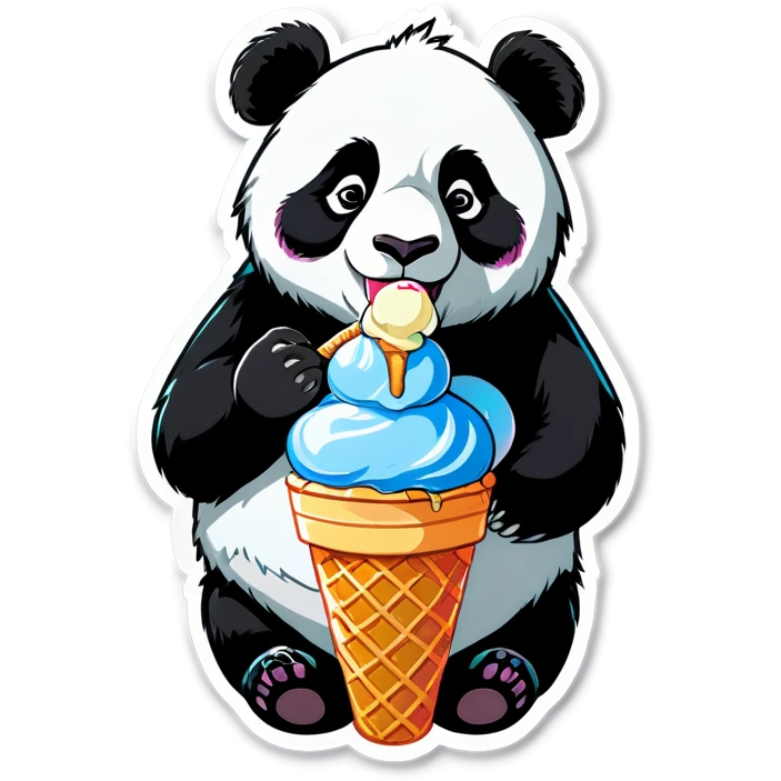 Panda eating ice cream emoji
