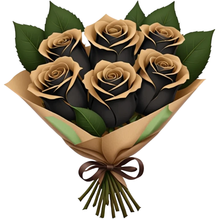 boquet of black roses in a paper package emoji
