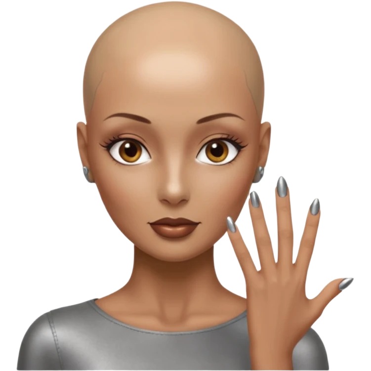 정말 예쁜 미인인데 대머리인 근데 머리 부분만 철로 되어있는
근데 네일도 하고 있는 emoji