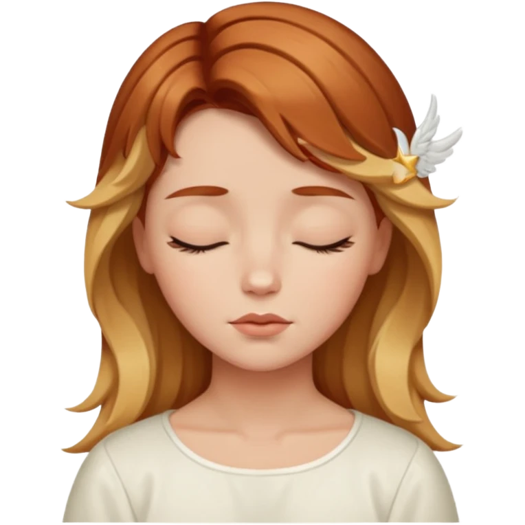 Sleepy angel with auburn hair the blonde balayage emoji