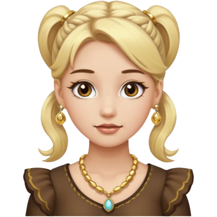 fancy blonde hair girl with ponytails brown makeup and jewellery emoji