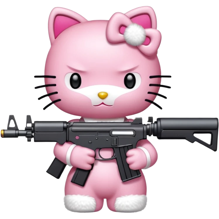 Hello kitty with m4 gun emoji