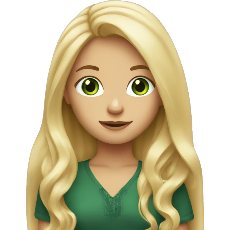 blonde girl with long hair green eyes emoji
