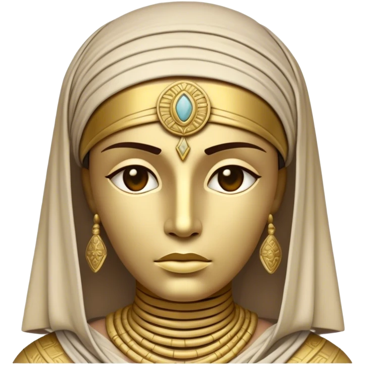 Cinematic Noble Mummy Portrait Emoji, Regal and timeless, with a meticulously wrapped, ancient form in muted earth tones accented by faded gold, exuding an air of forgotten majesty and solemn duty, simplified yet elegant with intricate bandage details, highly detailed and softly glowing, evoking the dignified mystery of an eternal sentinel guarding long-lost secrets! emoji