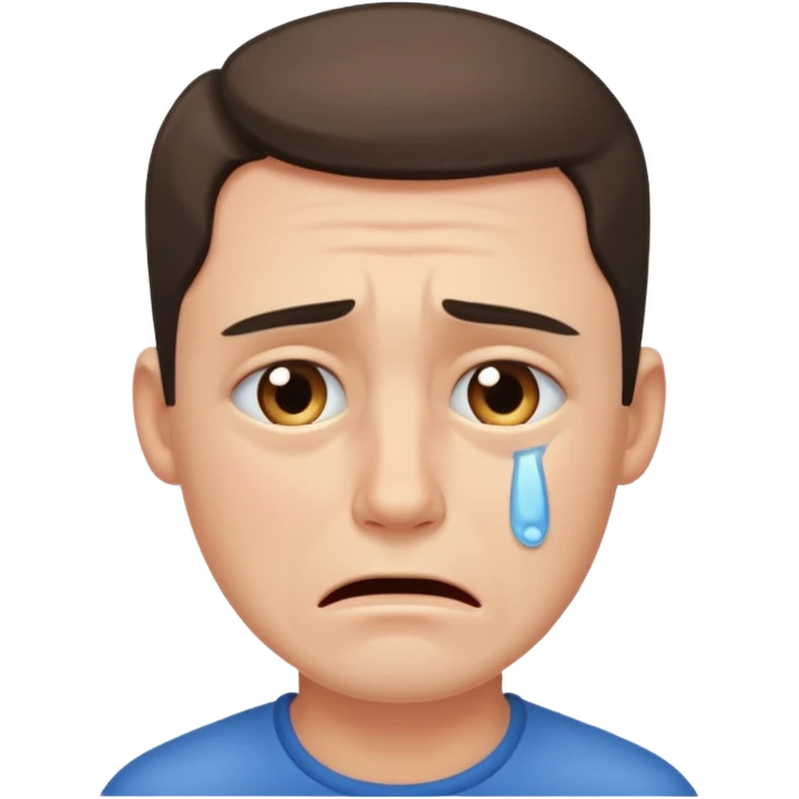 crying, clean shaven emoji