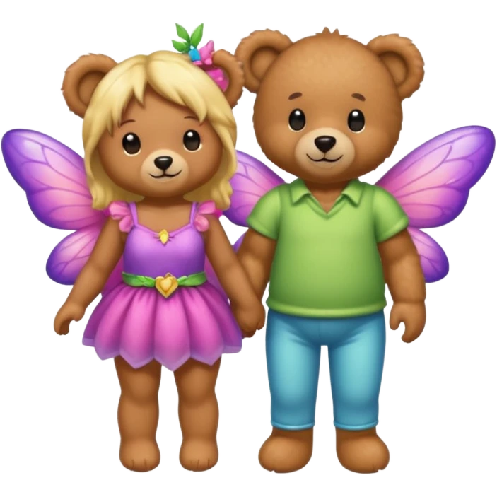 Teddy and fairy as a couple emoji
