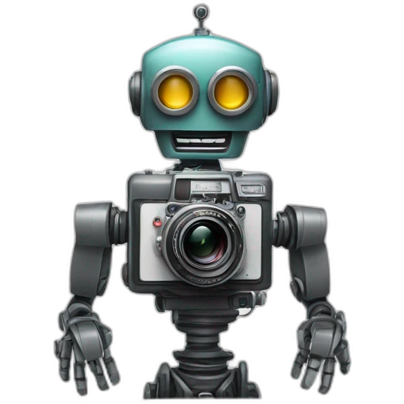 robot holding a 35mm film camera emoji
