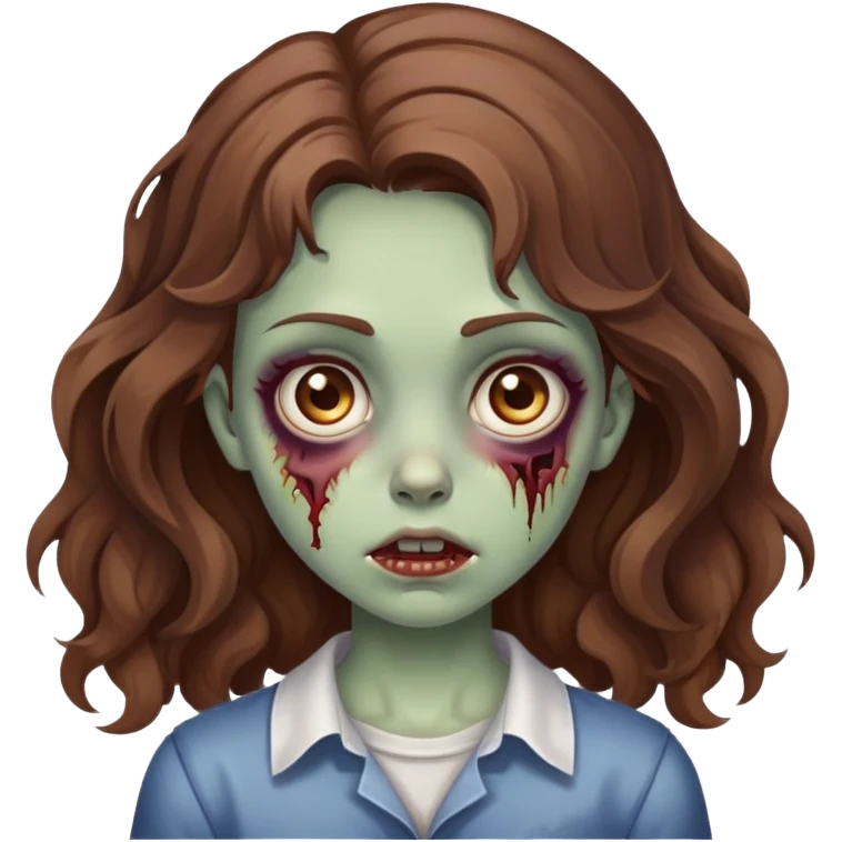 Garota zombie cabelos castanhos e ondulado emoji