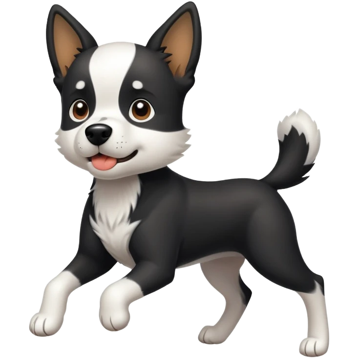 fast running black and white dog emoji