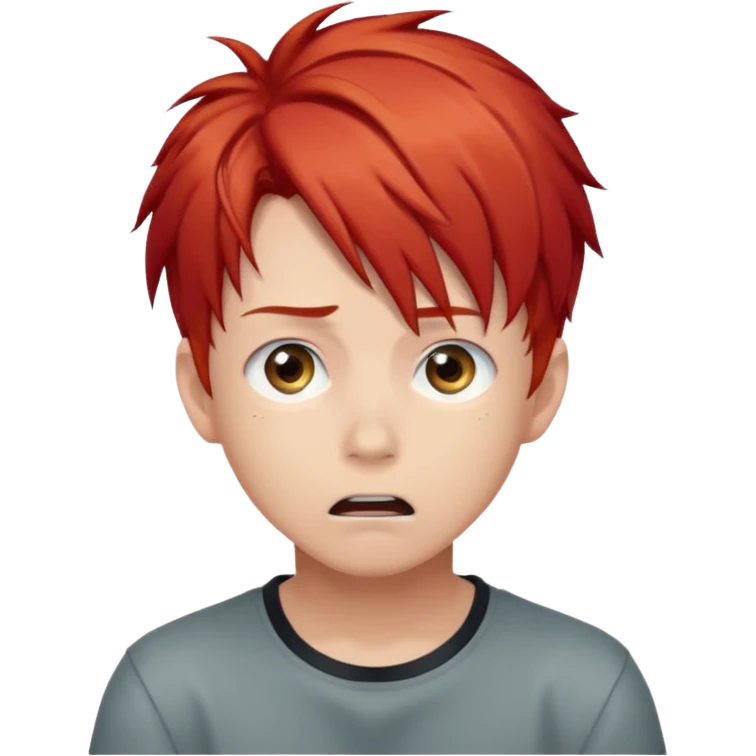 Wolf Anime Boy scared red hair emoji