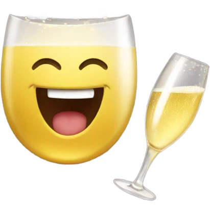 Smiley face cheering with champagne  emoji