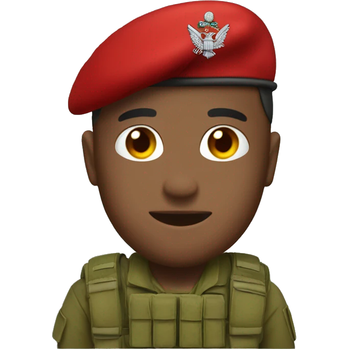 red parachutist beret emojis with army multi cam uniform emoji