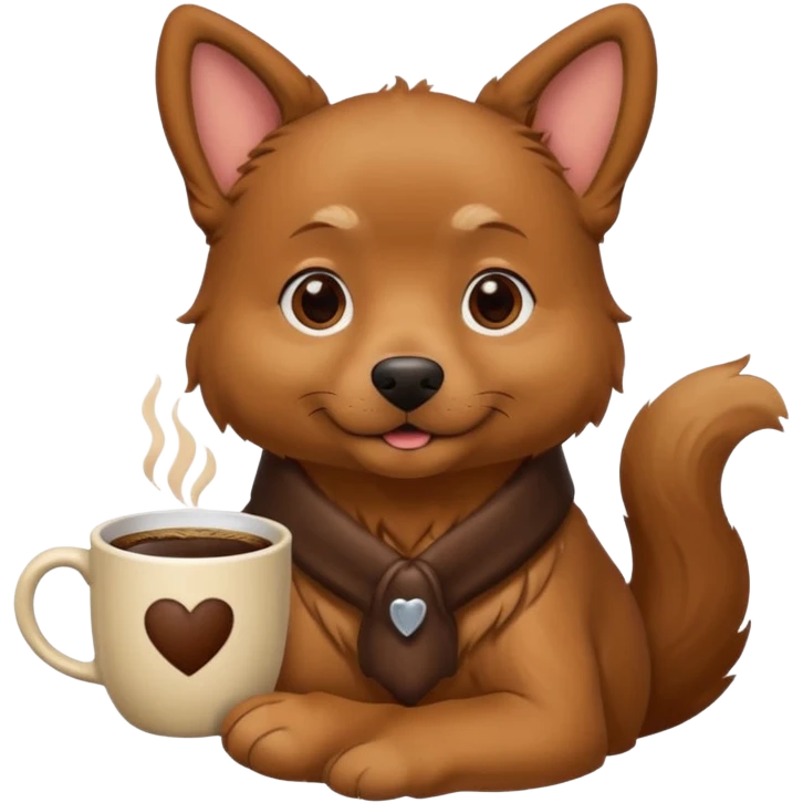 Dog with a cup of coffee emoji