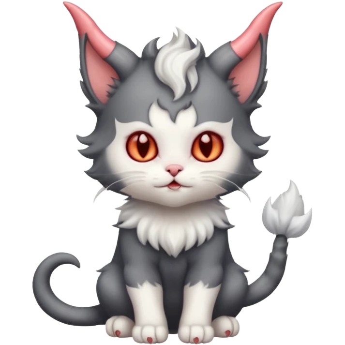 dark grey and white devil satan kitten emoji