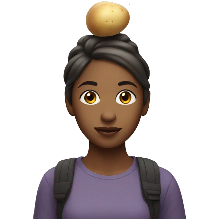 a girl named cynthia with a potato spider on her head emoji