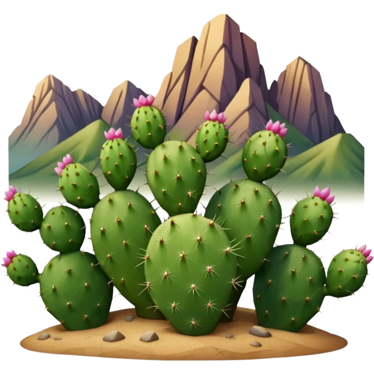 prickly pear cactus with mountains in background emoji
