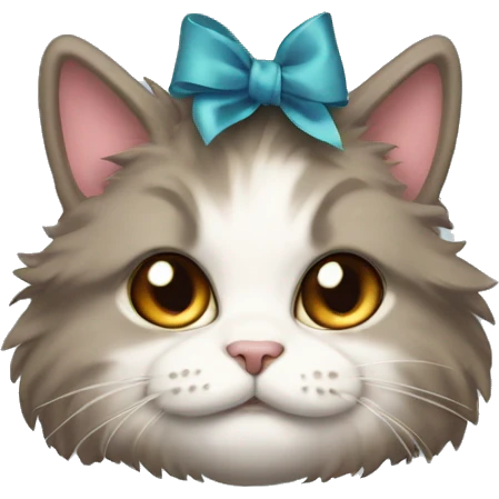 A fluffy cat with a bow on its head  emoji