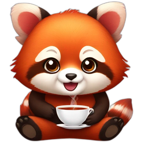 red panda with tea emoji