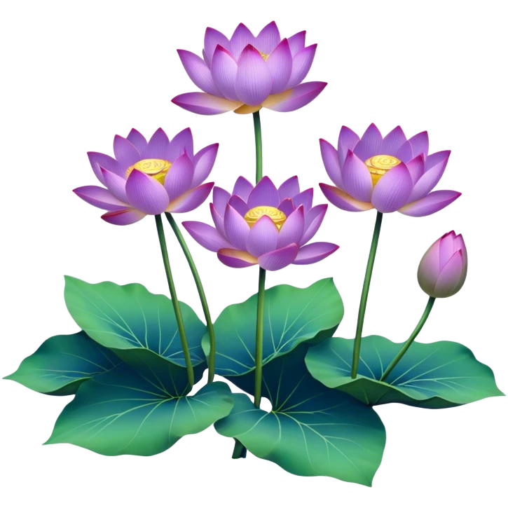 bunch Purple Lotus,stem, Lotus leaf emoji