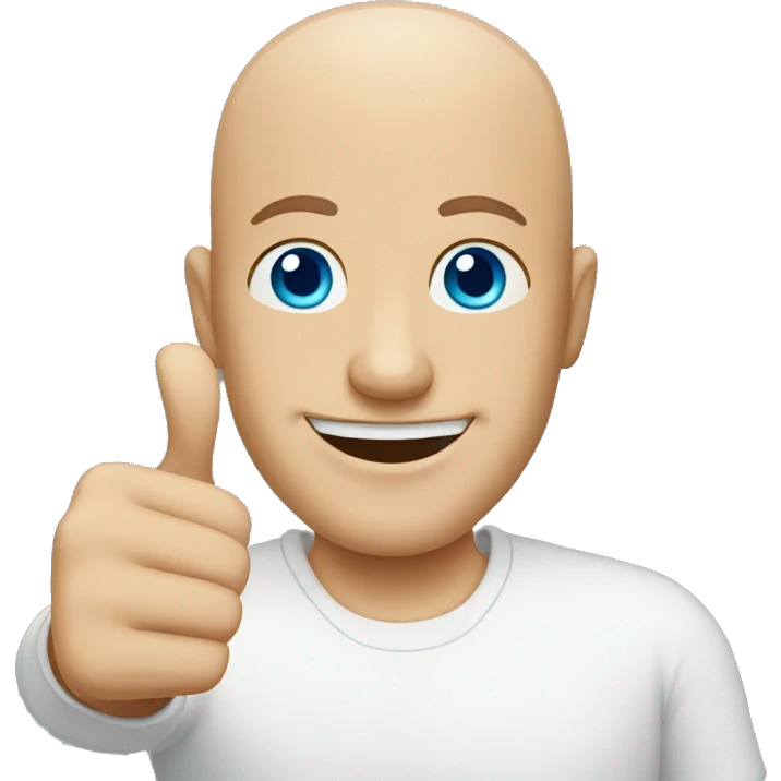 bald man with blue eyes giving the thumbs up emoji