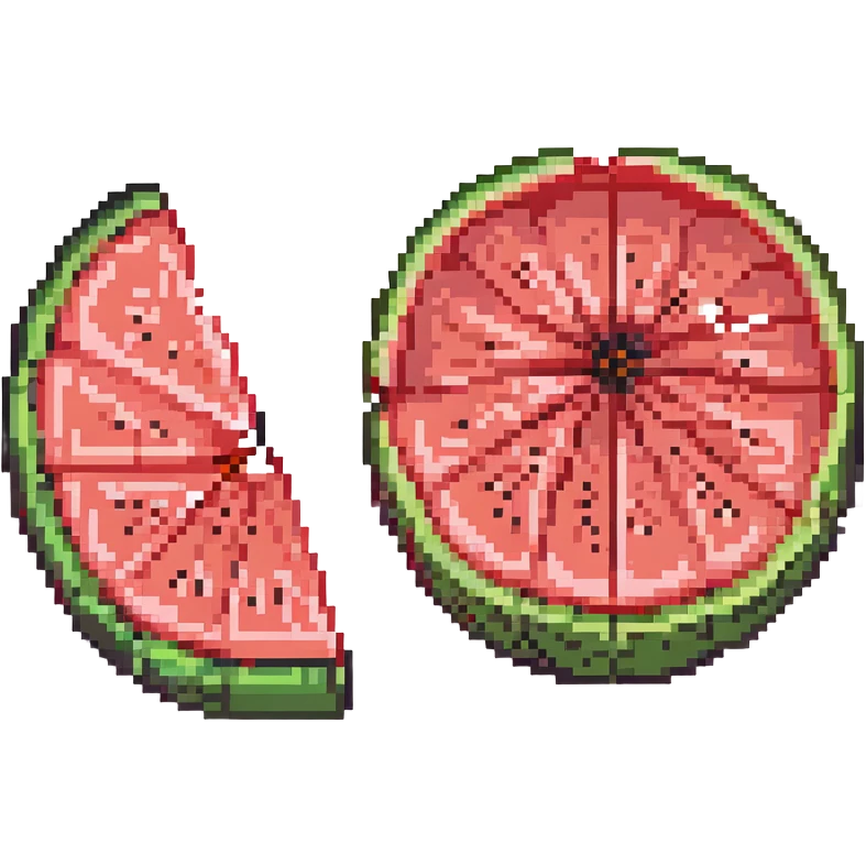 watermelon cut in half showing red interior and seeds emoji