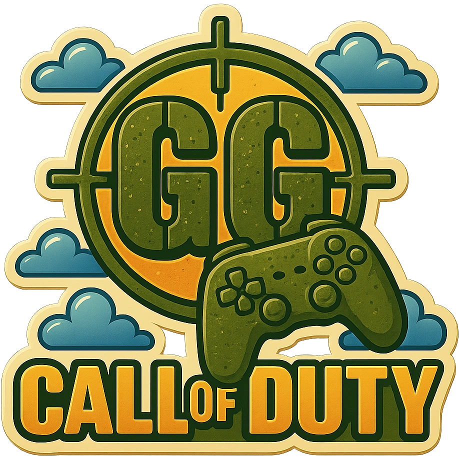 Add a video game controller to the Call of Duty GG emote, maintaining the distressed stencil font, army green color, and crosshair detail. emoji