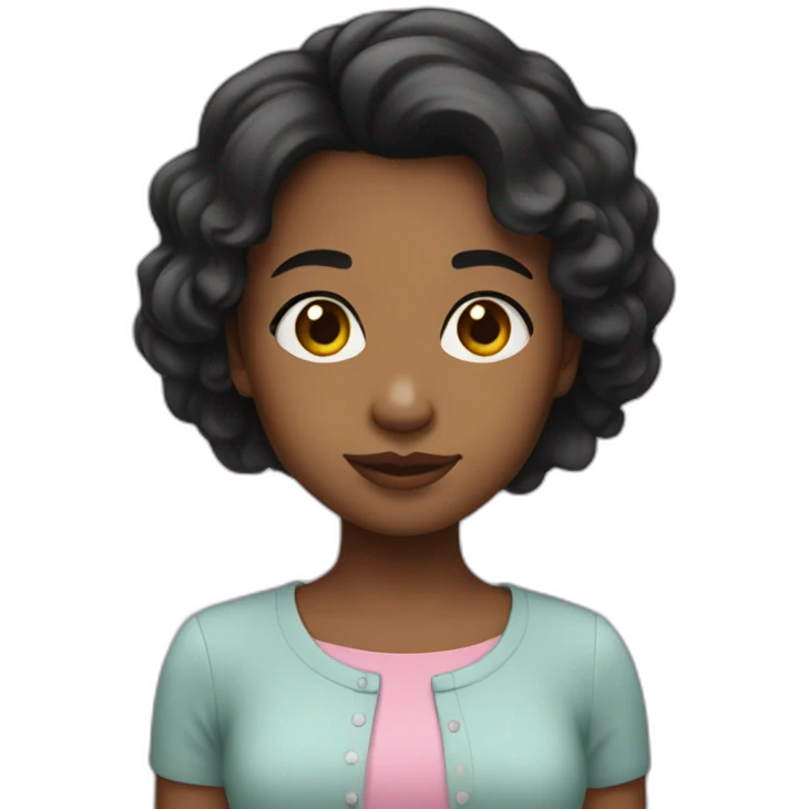 niña negra con pelo corto emoji
