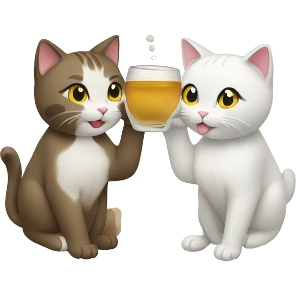 two cats drinking sake emoji