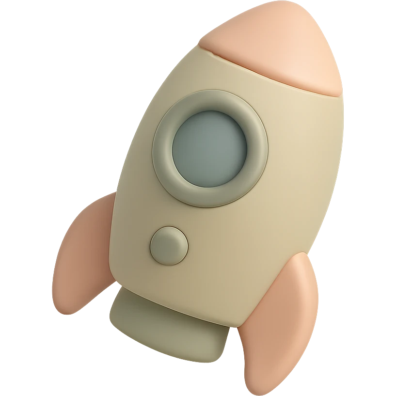 minimalist 3D poly icon of a rocket emoji