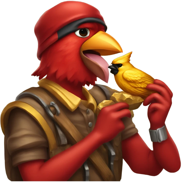 Cardinal biting a gold miner emoji