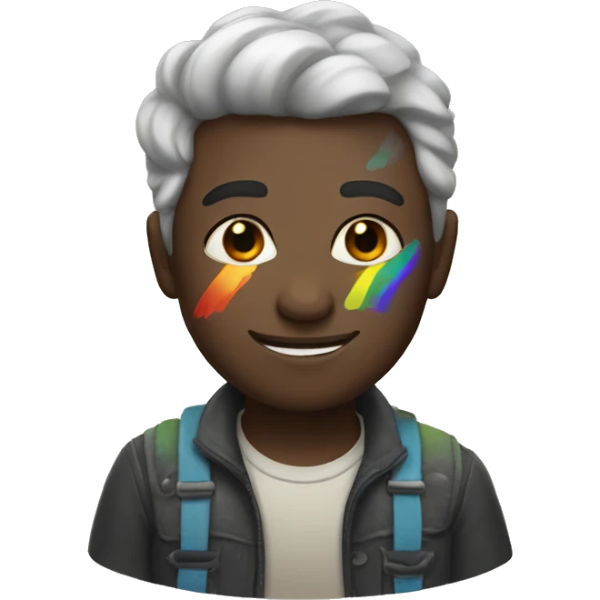 asher with rainbow skin emoji