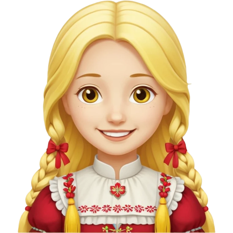 muscled girl from Poland in traditional Polish costume, long yellow hair emoji