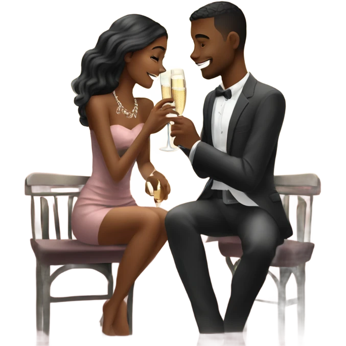 Romantic date for beautiful fashionable couple drinking champagne  emoji