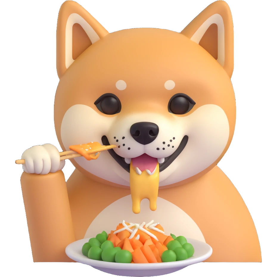 shiba inu, eating emoji