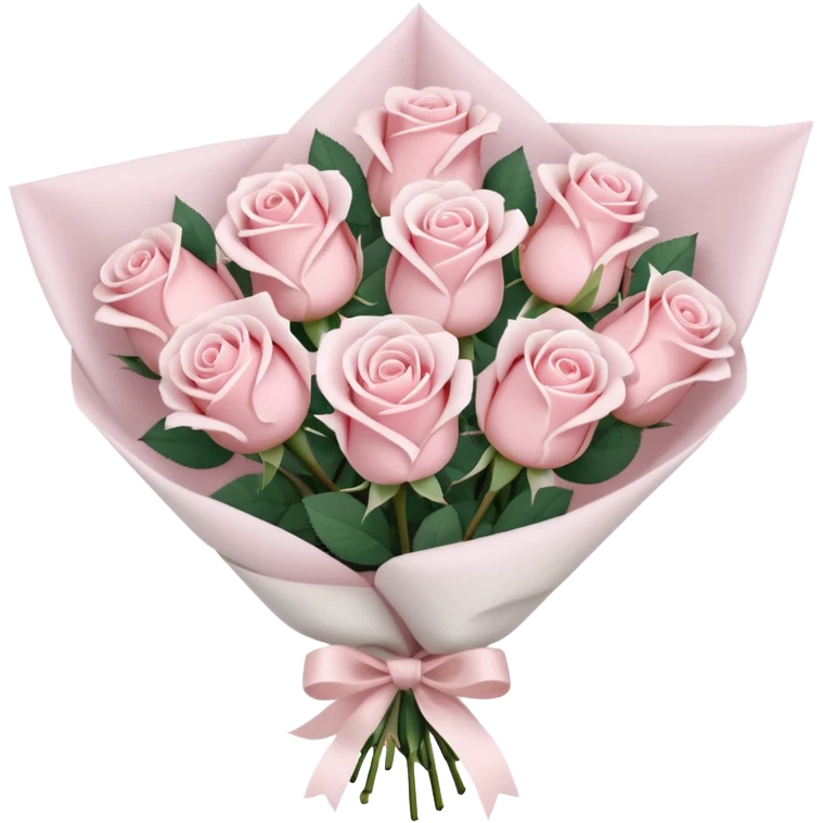 A bouquet of pale pink roses wrapped in white paper emoji