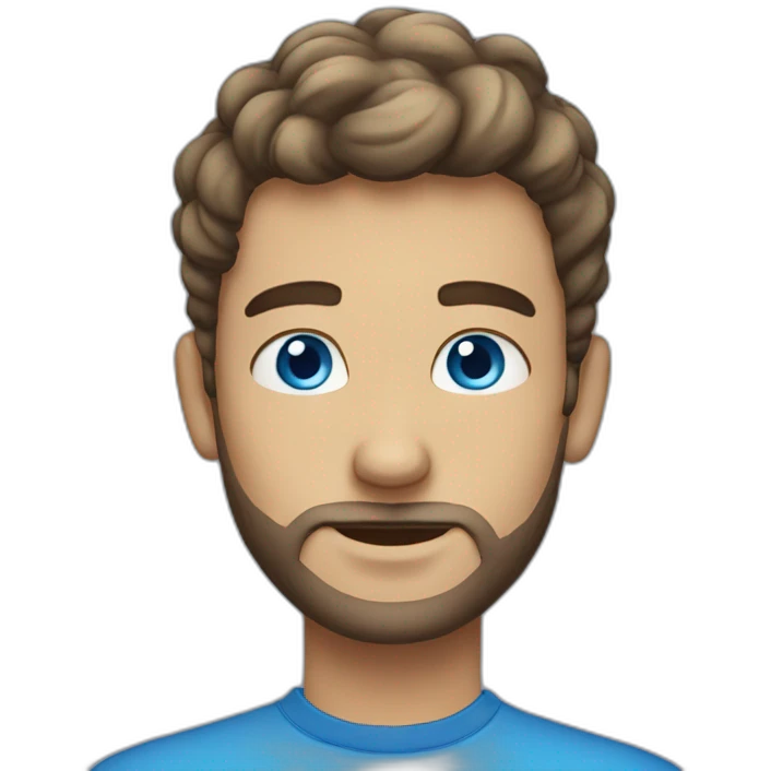 A young Man with blue eyes, a short beard, and a cloud in front of his face emoji
