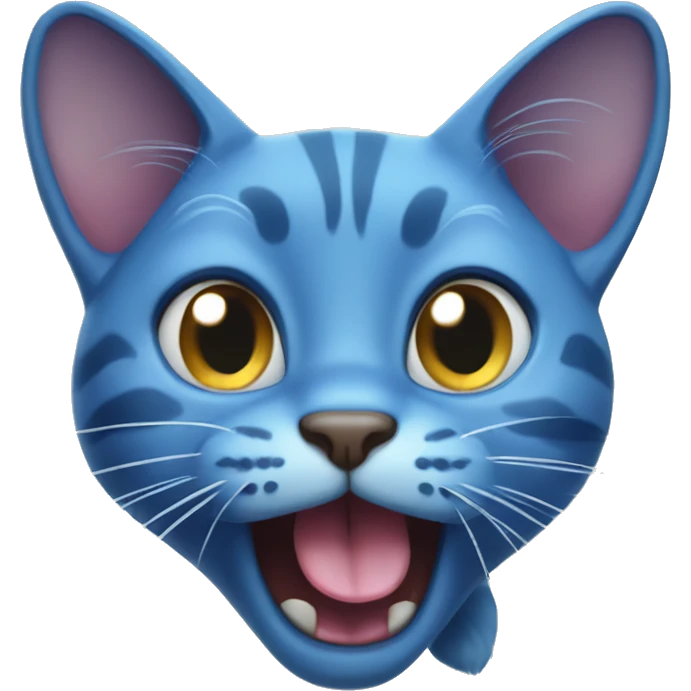 blue cat sticking tongue out emoji