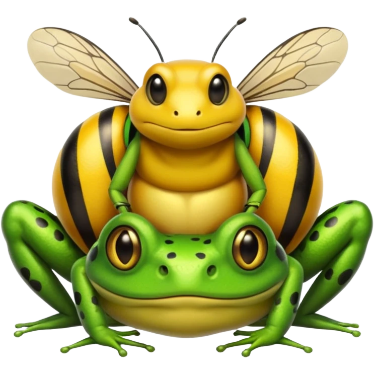 A bee sitting on a frogs head emoji