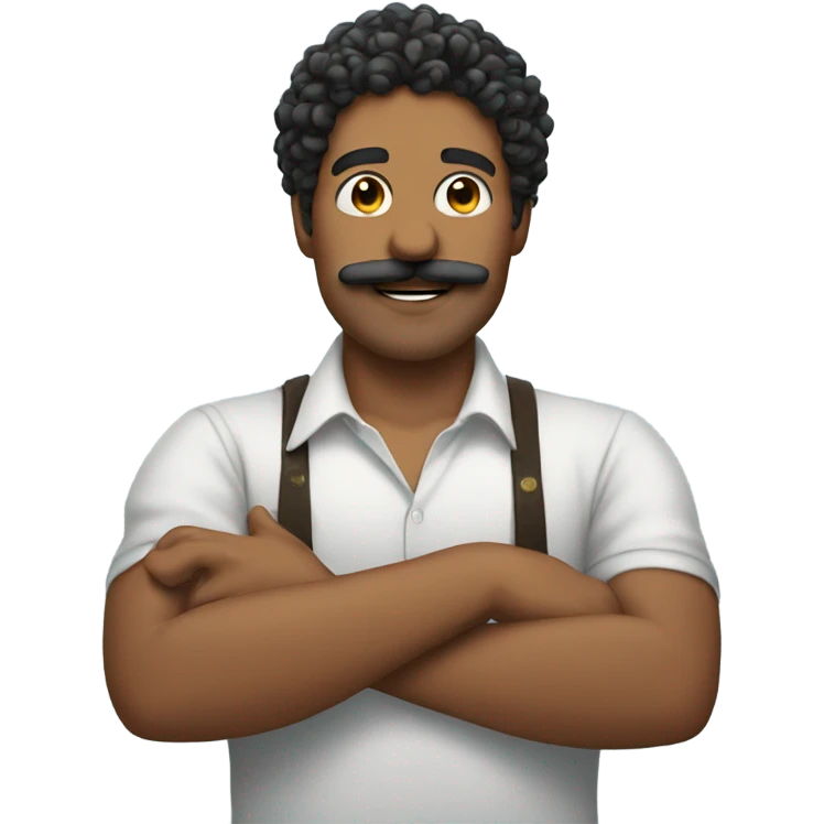 Man touching curly mustache emoji