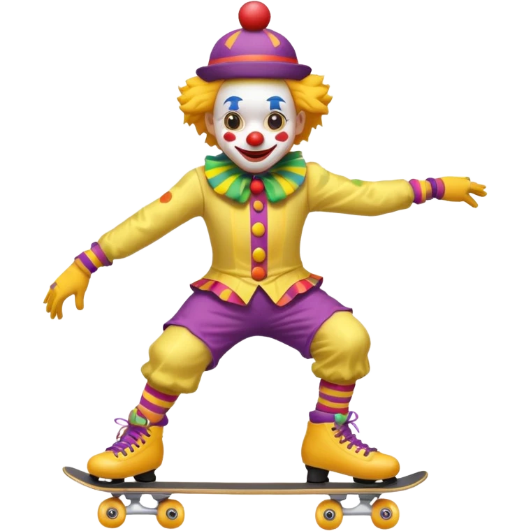 skater clown skating yellow emoji