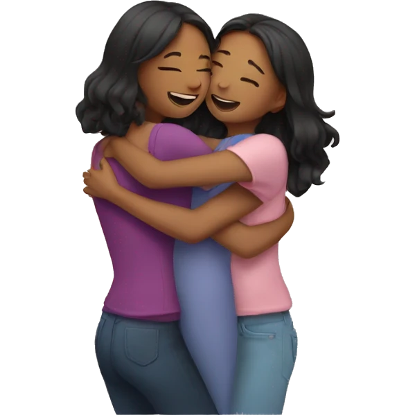 three girls hugging  emoji