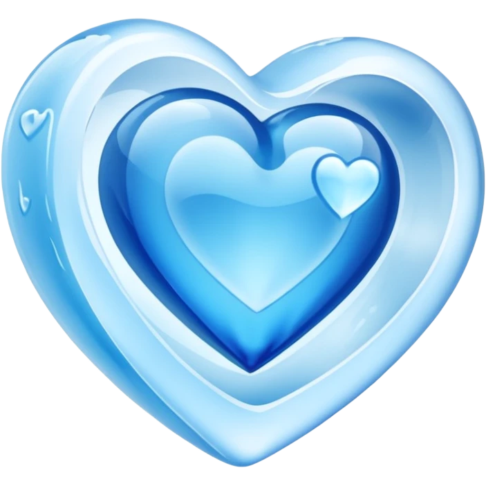 blue heart made of ice, inside an ice cube emoji