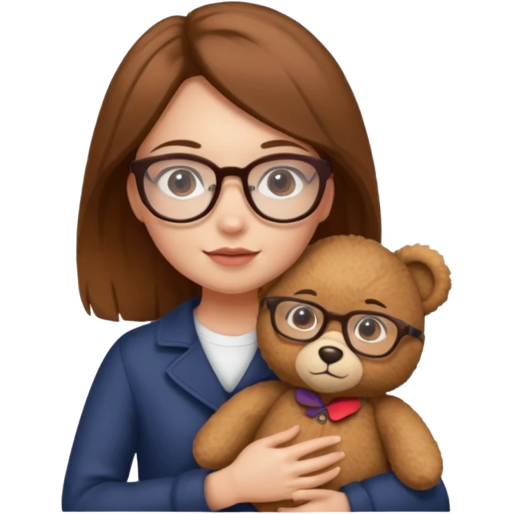 girl wearing glasses with teddy  emoji