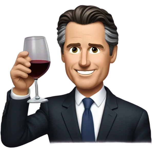 Gavin Newsom drinking wine emoji